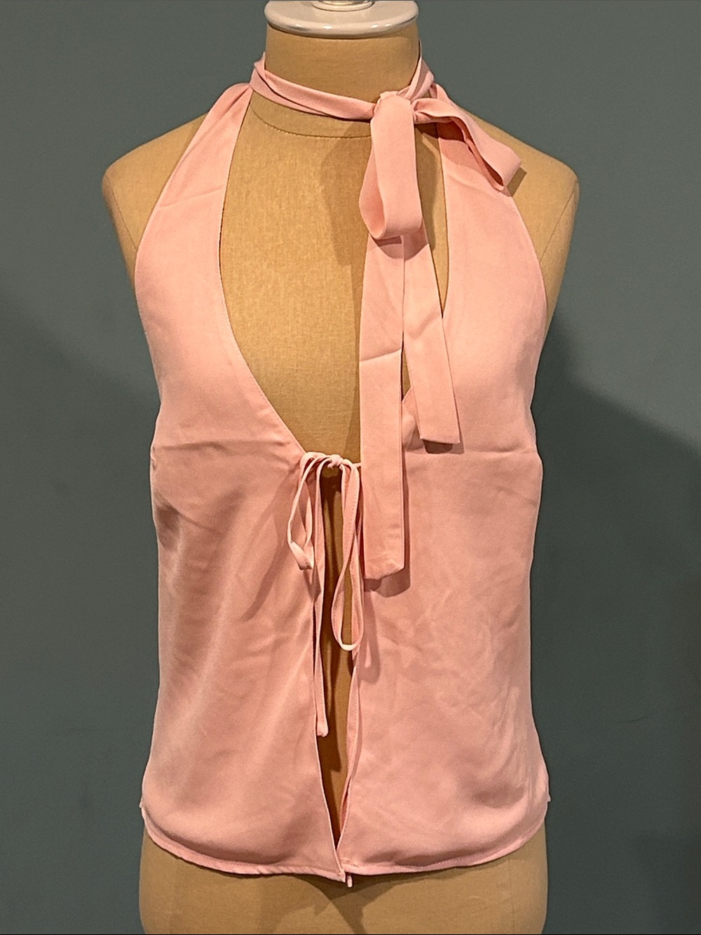 Edikted Rivere Split Front Halter Top size Small Pink Festival